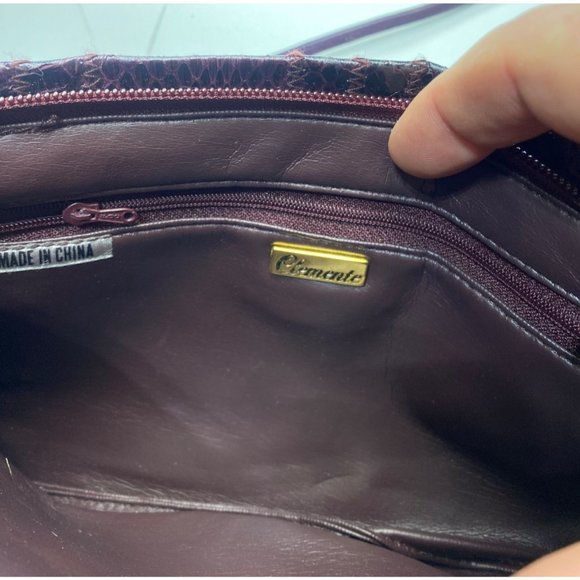 CLEMENTE SNAKE SKIN Dark Purple CLUTCH ZIP CLOSE PURSE VINTAGE 11X7 - Picture 6 of 8